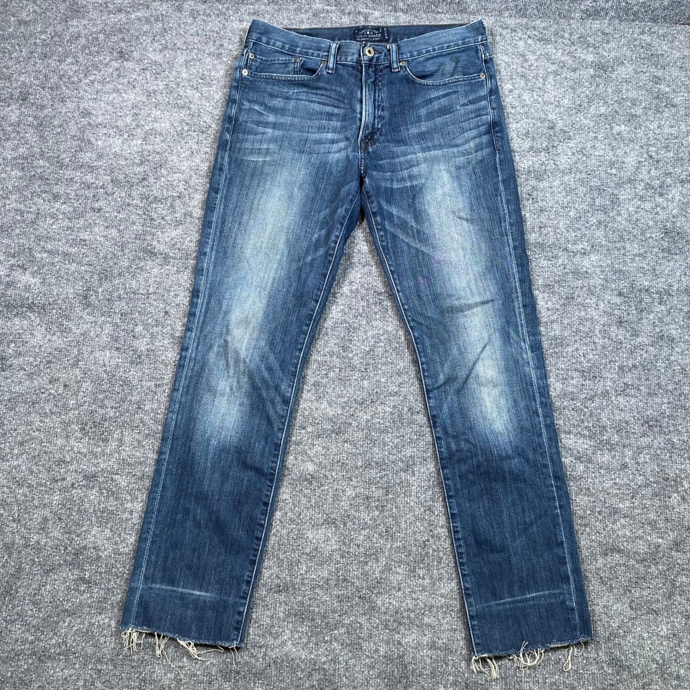 Lucky Brand 121 Heritage Slim Mens Jeans 31x34 Blue Candiani Denim Raw Hem